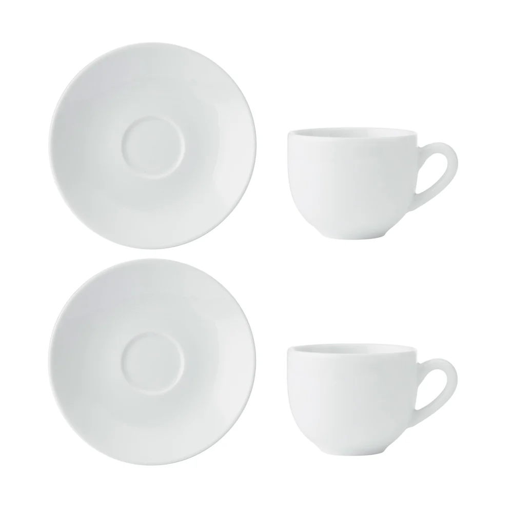 Mikasa Chalk Porcelain Espresso Cups and Saucers 90ml White - 2 Pack Mikasa Chalk Porcelain Espresso Cups and Saucers 90ml White - 2 Pack