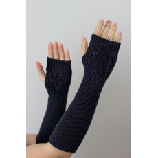 Oats & Rice Leaf Knit Cashmere Fingerless Arm Warmer Black Oats & Rice Leaf Knit Cashmere Fingerless Arm Warmer Black