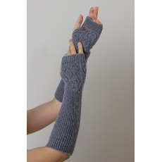 Oats & Rice Leaf Knit Cashmere Fingerless Arm Warmer Grey Oats & Rice Leaf Knit Cashmere Fingerless Arm Warmer Grey