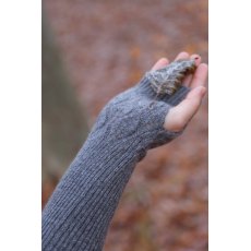 Oats & Rice Leaf Knit Cashmere Fingerless Arm Warmer Grey Oats & Rice Leaf Knit Cashmere Fingerless Arm Warmer Grey