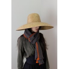 Oats & Rice Flame Orange Brim Herringbone Cashmere Scarf Oats & Rice Flame Orange Brim Herringbone Cashmere Scarf