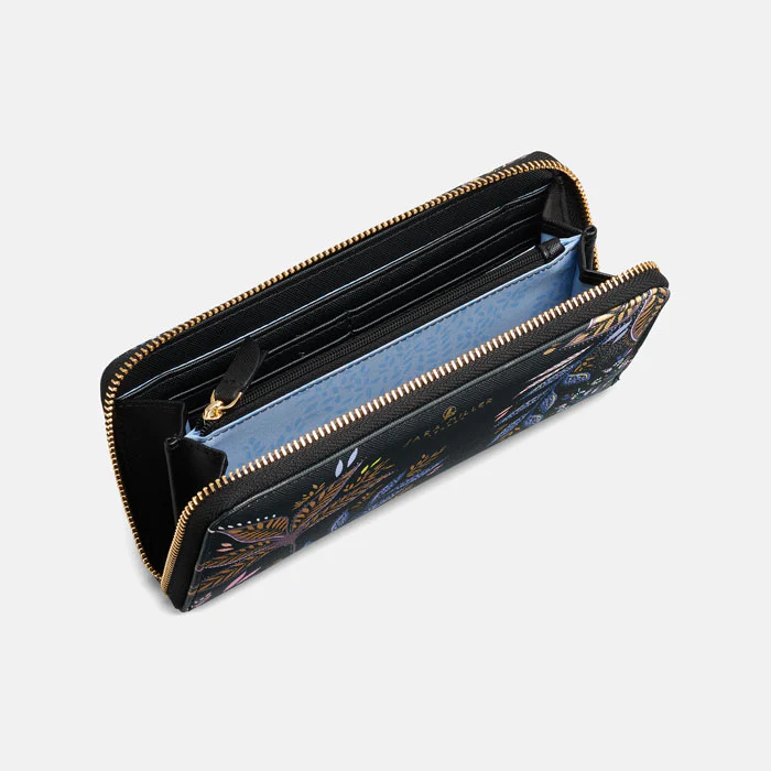 Sara Miller Large Zip Purse - Black Botanic Sara Miller Large Zip Purse - Black Botanic