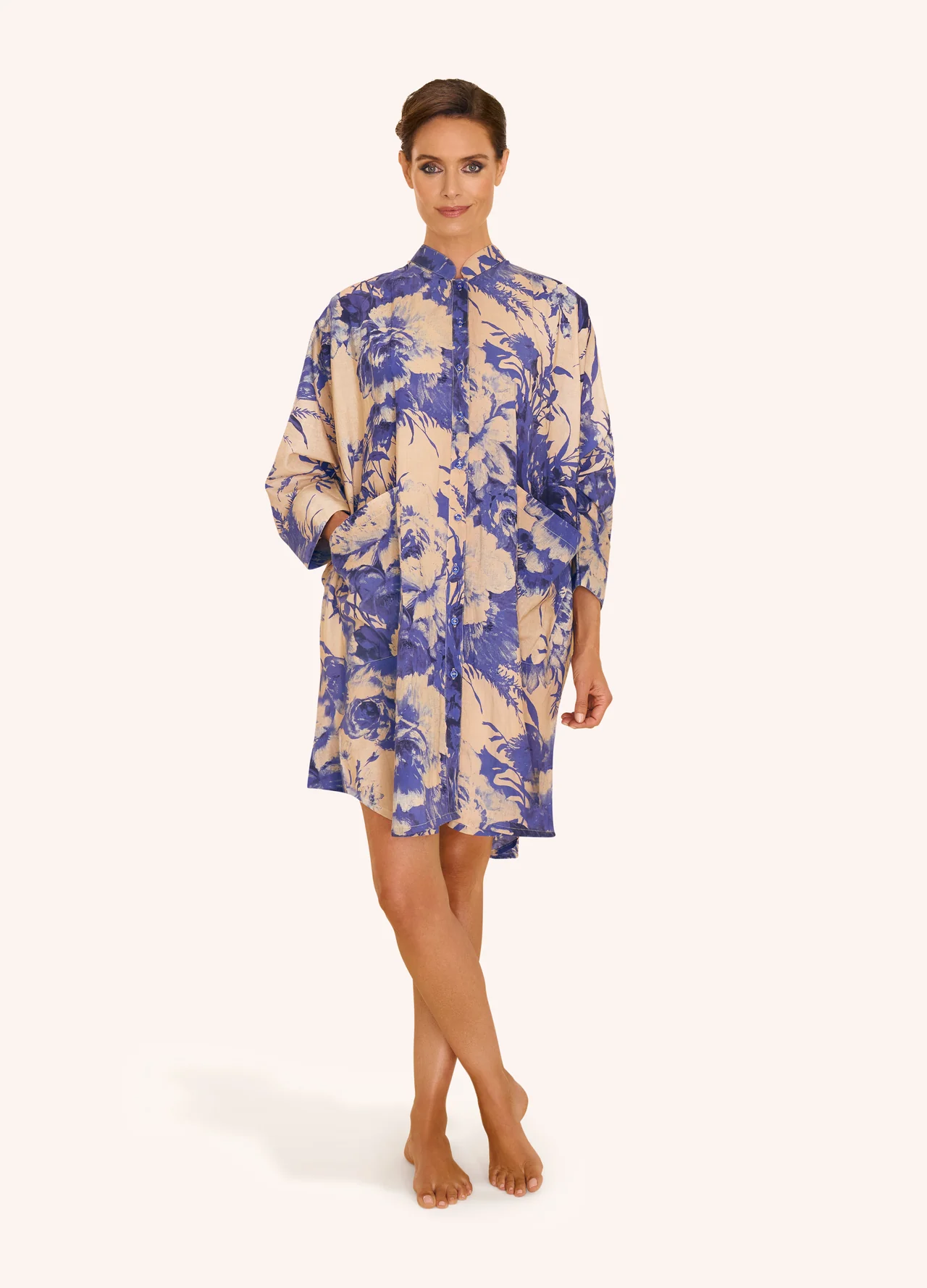 Powder Oversized Shirt Dress - China Blue Blooms Powder Oversized Shirt Dress - China Blue Blooms