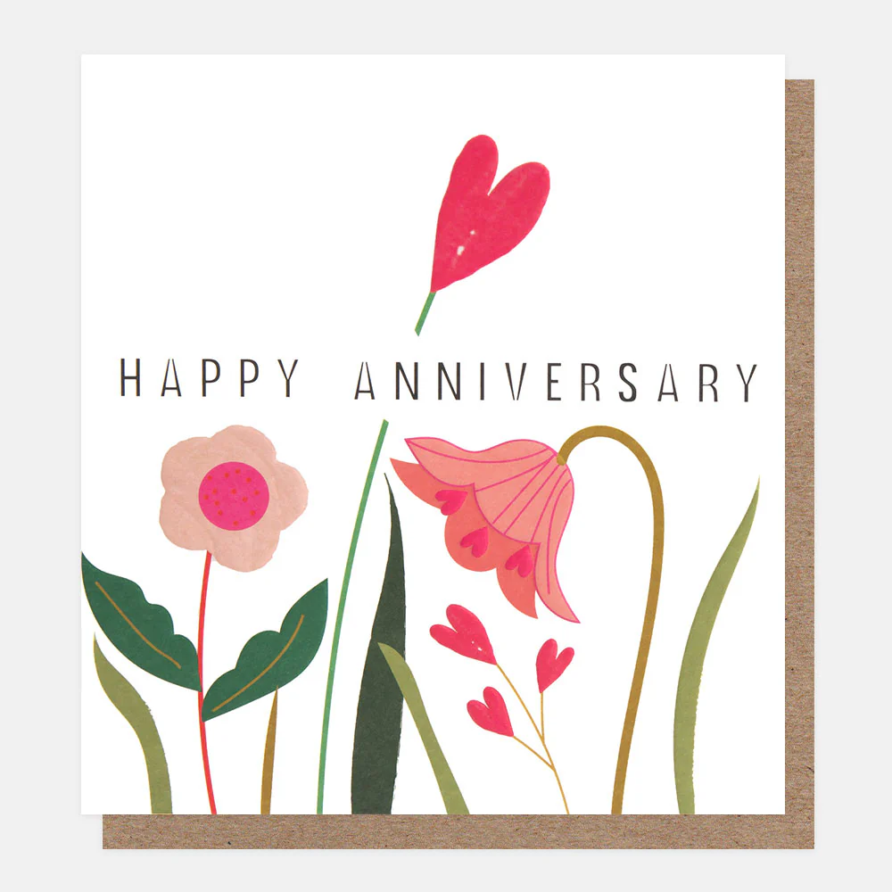 Caroline Gardner Flowers & Hearts Happy Anniversary Card Caroline Gardner Flowers & Hearts Happy Anniversary Card