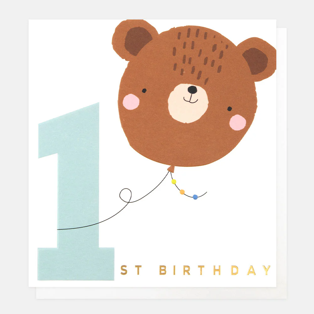Caroline Gardner Bear Balloon 1st Birthday Card Caroline Gardner Bear Balloon 1st Birthday Card