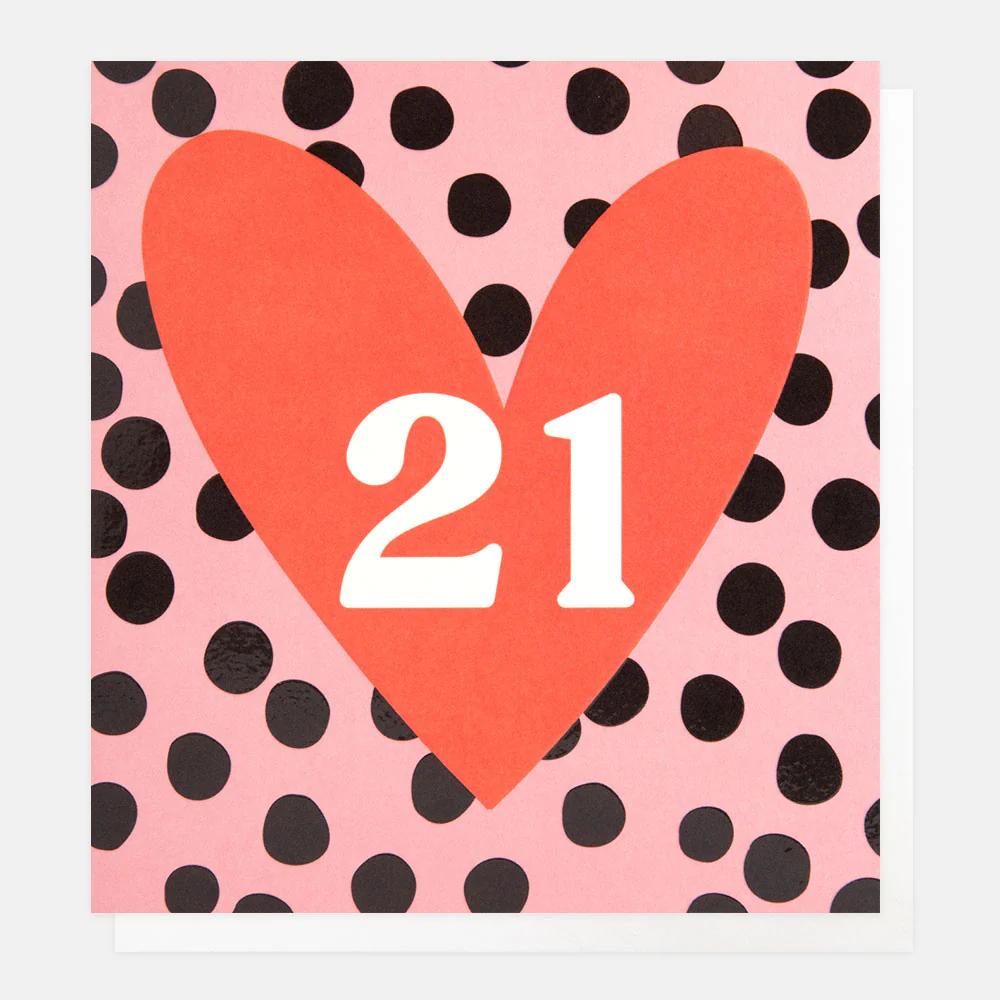 Caroline Gardner Heart On Pink Spots 21st Birthday Card Caroline Gardner Heart On Pink Spots 21st Birthday Card