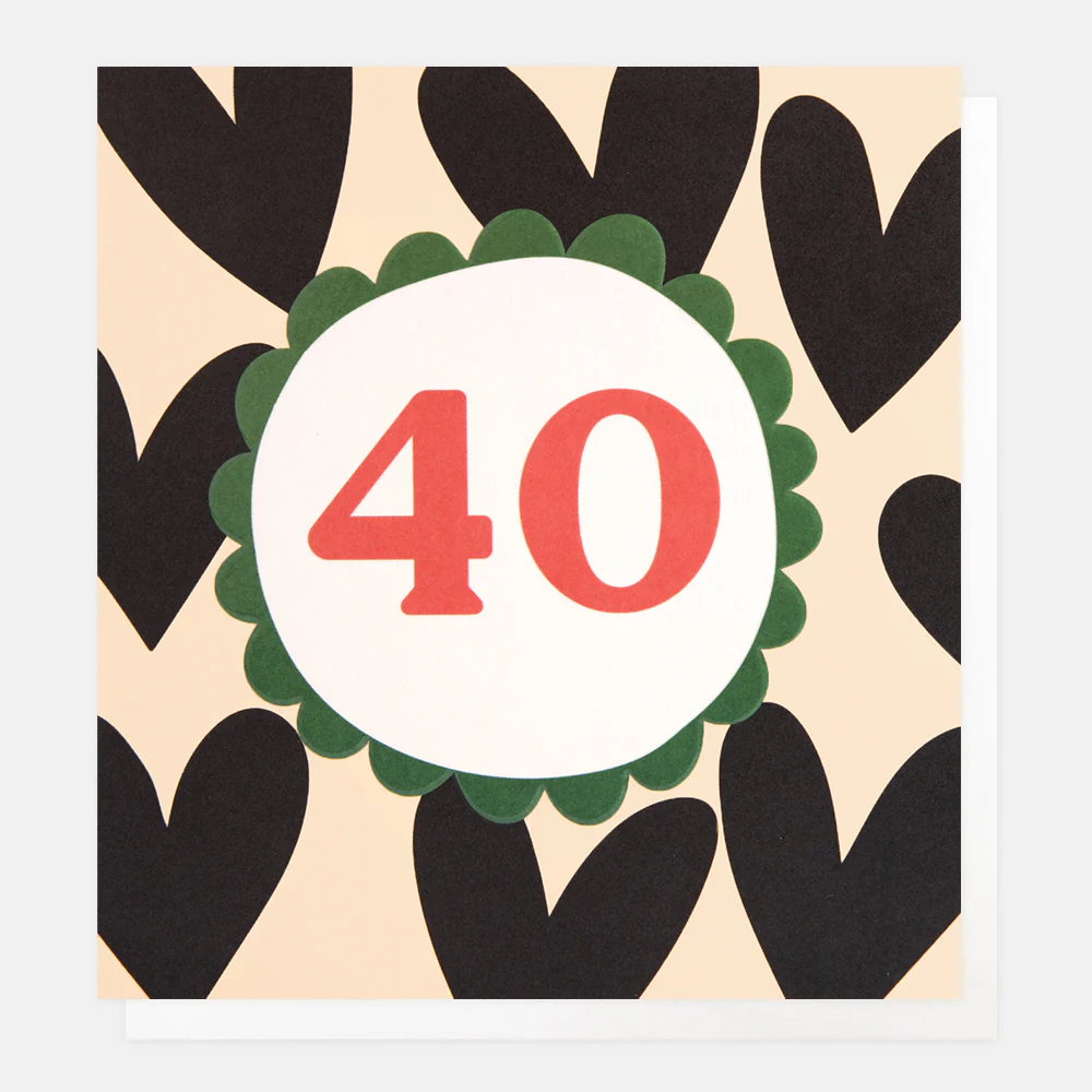 Caroline Gardner Charcoal Hearts 40th Birthday Card Caroline Gardner Charcoal Hearts 40th Birthday Card