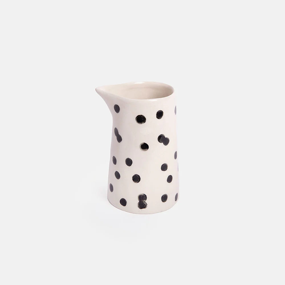 Caroline Gardner Mono Dotty Hand Painted Stoneware Milk Jug Caroline Gardner Mono Dotty Hand Painted Stoneware Milk Jug