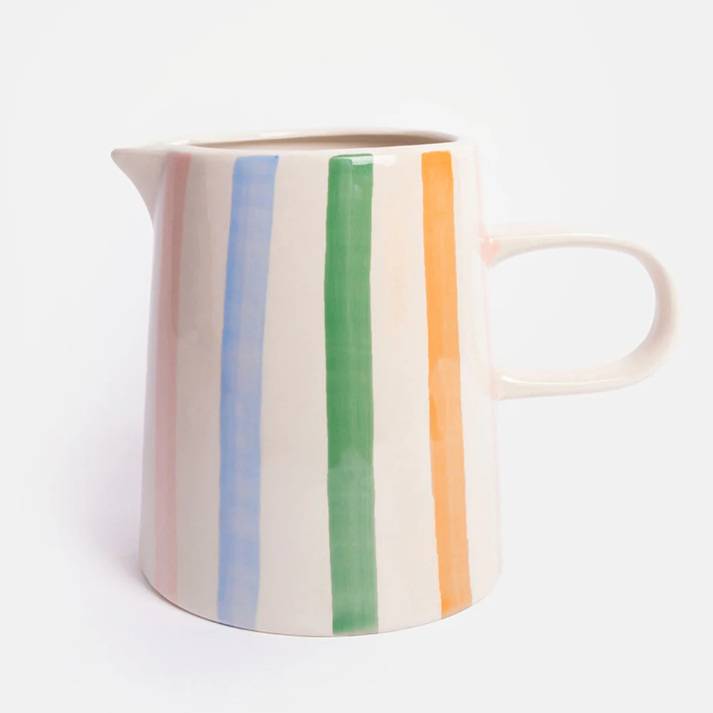 Caroline Gardner Multi Stripe Hand Painted Stoneware Jug Caroline Gardner Multi Stripe Hand Painted Stoneware Jug