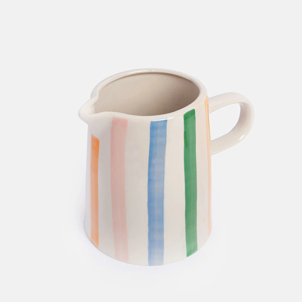 Caroline Gardner Multi Stripe Hand Painted Stoneware Jug Caroline Gardner Multi Stripe Hand Painted Stoneware Jug