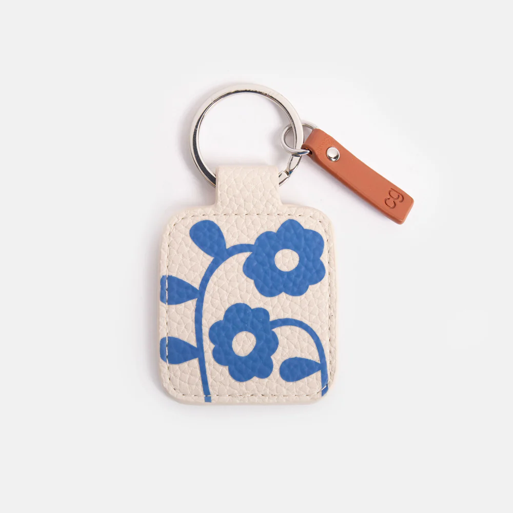 Caroline Gardner Blue Floral Tab Keyring Caroline Gardner Blue Floral Tab Keyring