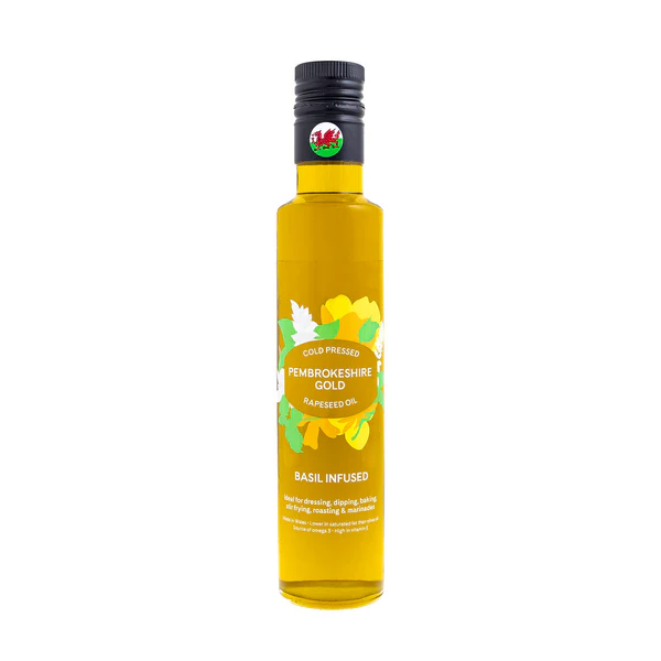 Pembrokeshire Gold Basil Infused Rapeseed Oil 250ml Pembrokeshire Gold Basil Infused Rapeseed Oil 250ml