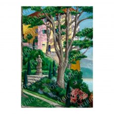 Meryl Watts - Y Dolffin / The Dolphin, Portmeirion Mounted Print A3 Meryl Watts - Y Dolffin / The Dolphin, Portmeirion Mounted Print A3