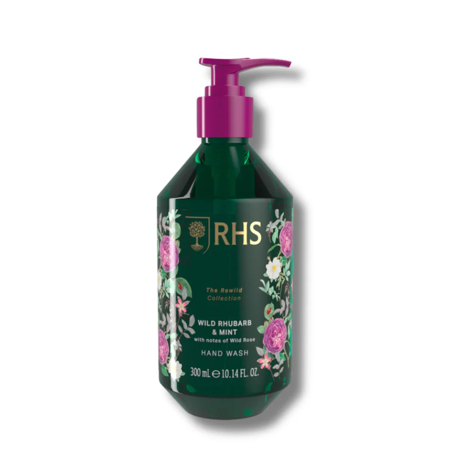 RHS The Rewild Collection Wild Rhubarb & Mint Hand Wash 300ml RHS The Rewild Collection Wild Rhubarb & Mint Hand Wash 300ml
