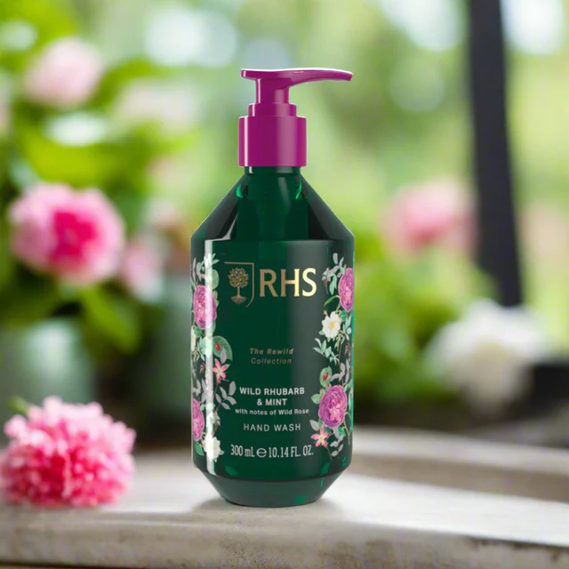 RHS The Rewild Collection Wild Rhubarb & Mint Hand Wash 300ml RHS The Rewild Collection Wild Rhubarb & Mint Hand Wash 300ml