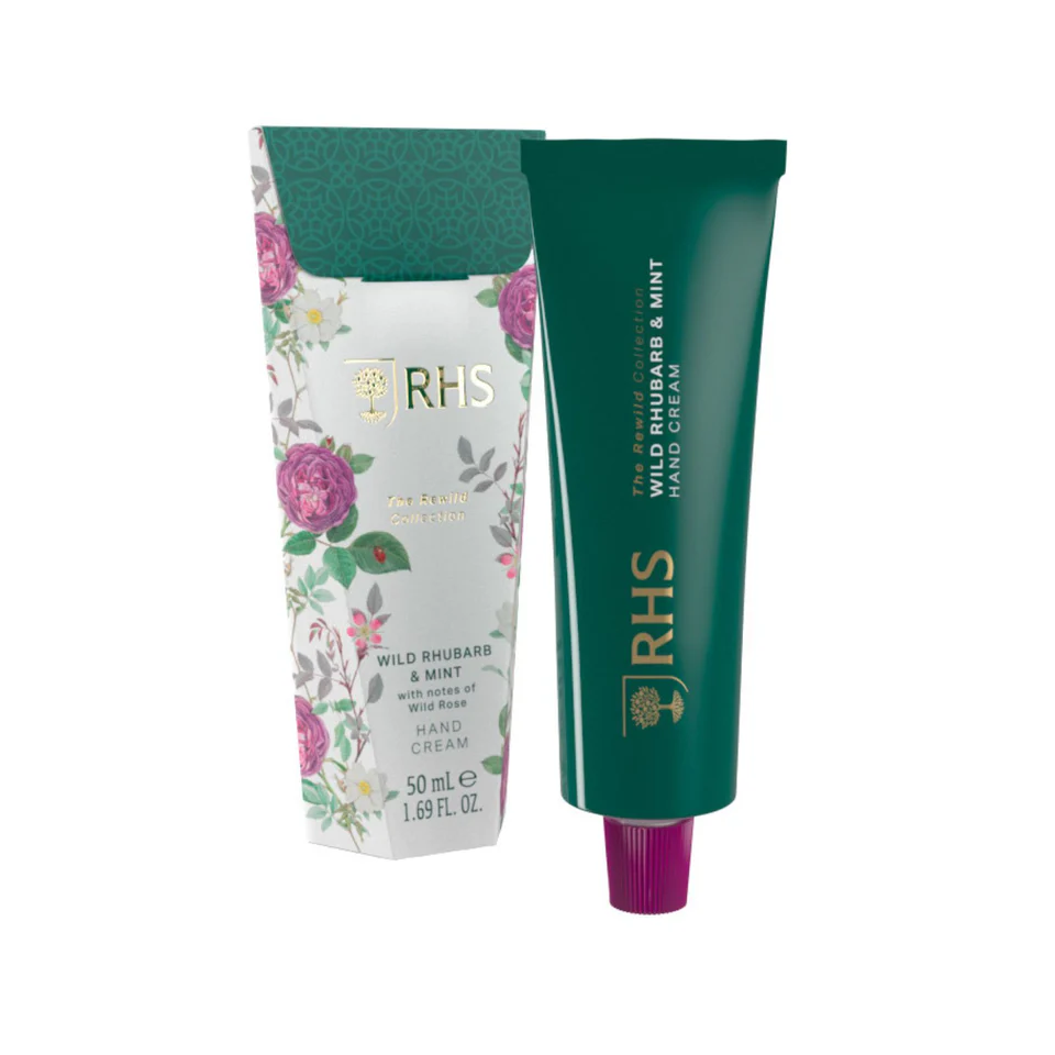 RHS The Rewild Collection Wild Rhubarb & Mint Hand Cream Boxed 50ml RHS The Rewild Collection Wild Rhubarb & Mint Hand Cream Boxed 50ml