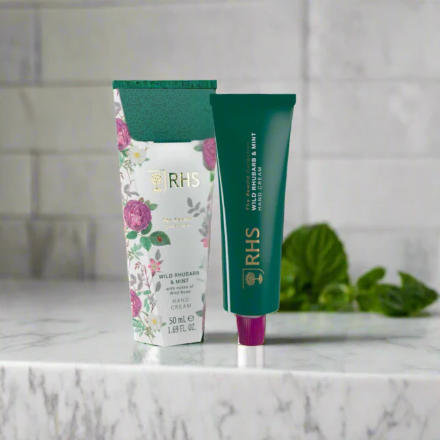 RHS The Rewild Collection Wild Rhubarb & Mint Hand Cream Boxed 50ml RHS The Rewild Collection Wild Rhubarb & Mint Hand Cream Boxed 50ml
