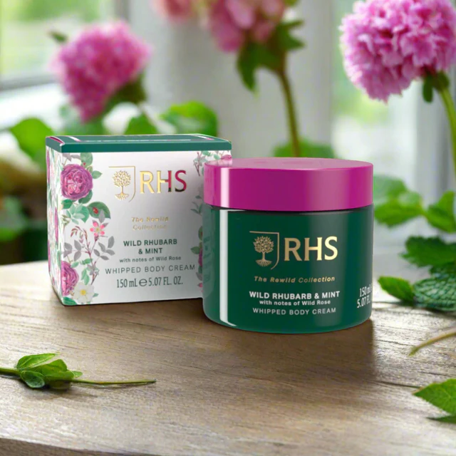 RHS The Rewild Collection Wild Rhubarb & Mint Whipped Body Cream 150ml RHS The Rewild Collection Wild Rhubarb & Mint Whipped Body Cream 150ml