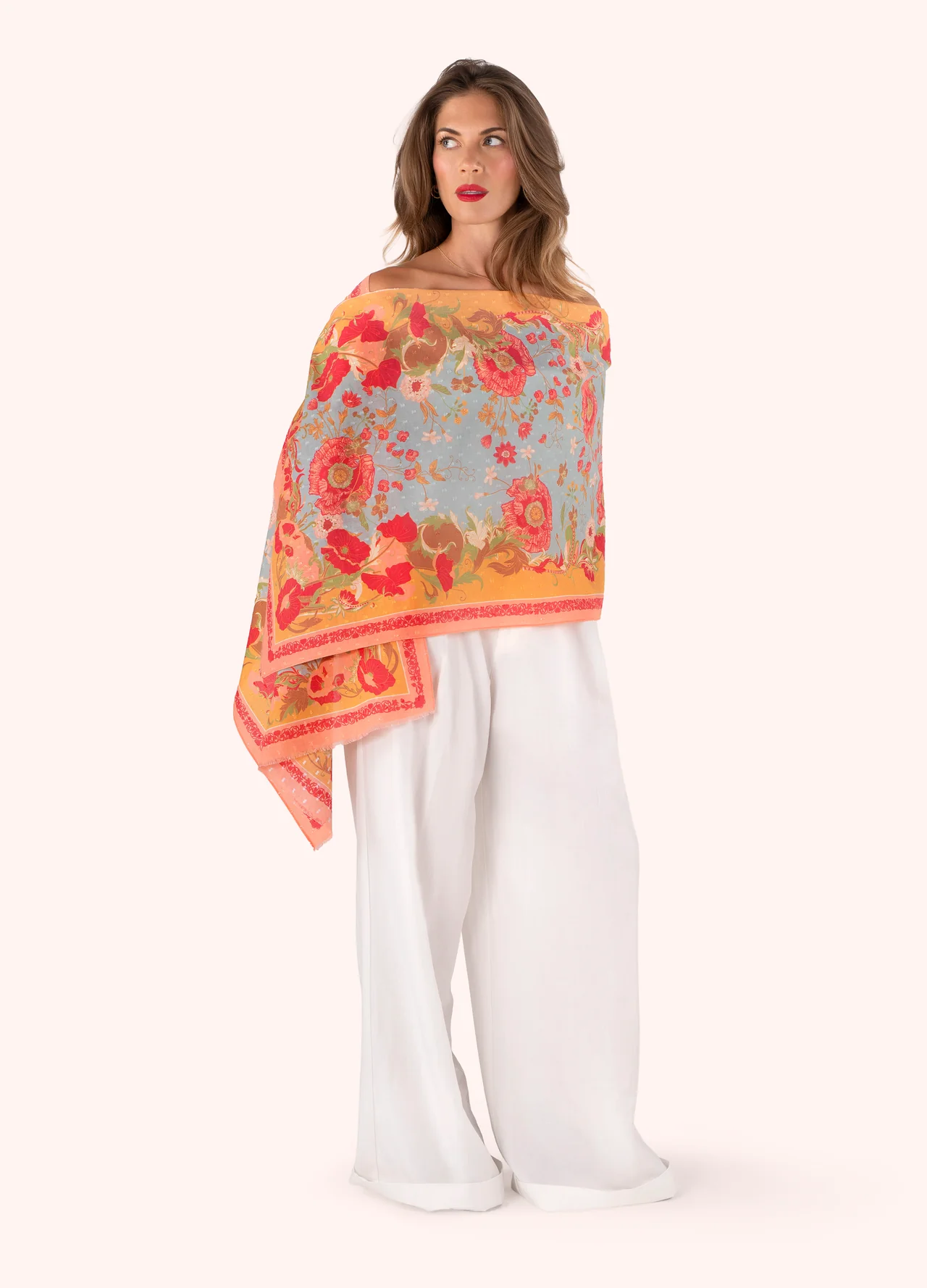 Powder Cotton Scarf - Paisley Poppies Powder Cotton Scarf - Paisley Poppies