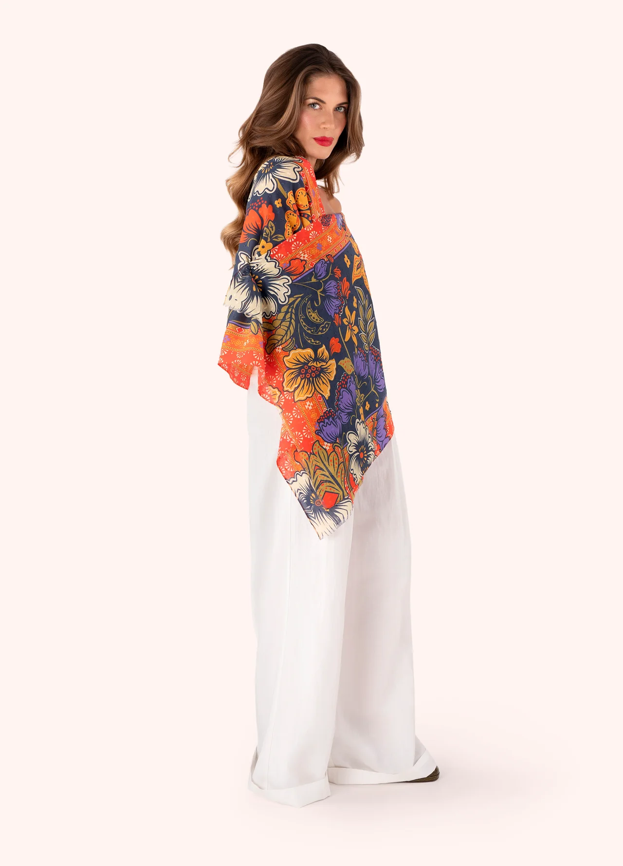 Powder Cotton Scarf - Trailing Floral Navy Powder Cotton Scarf - Trailing Floral Navy