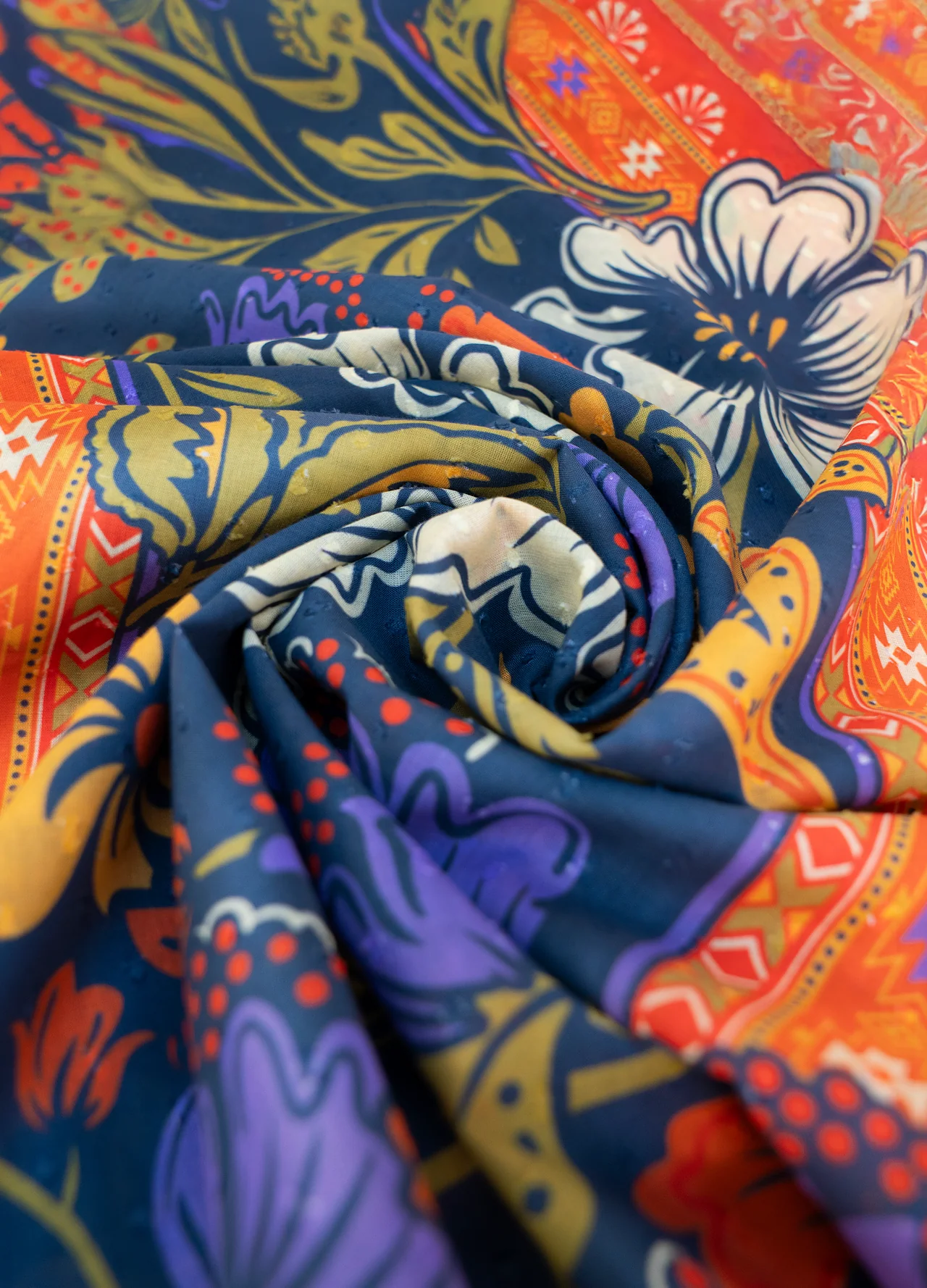 Powder Cotton Scarf - Trailing Floral Navy Powder Cotton Scarf - Trailing Floral Navy