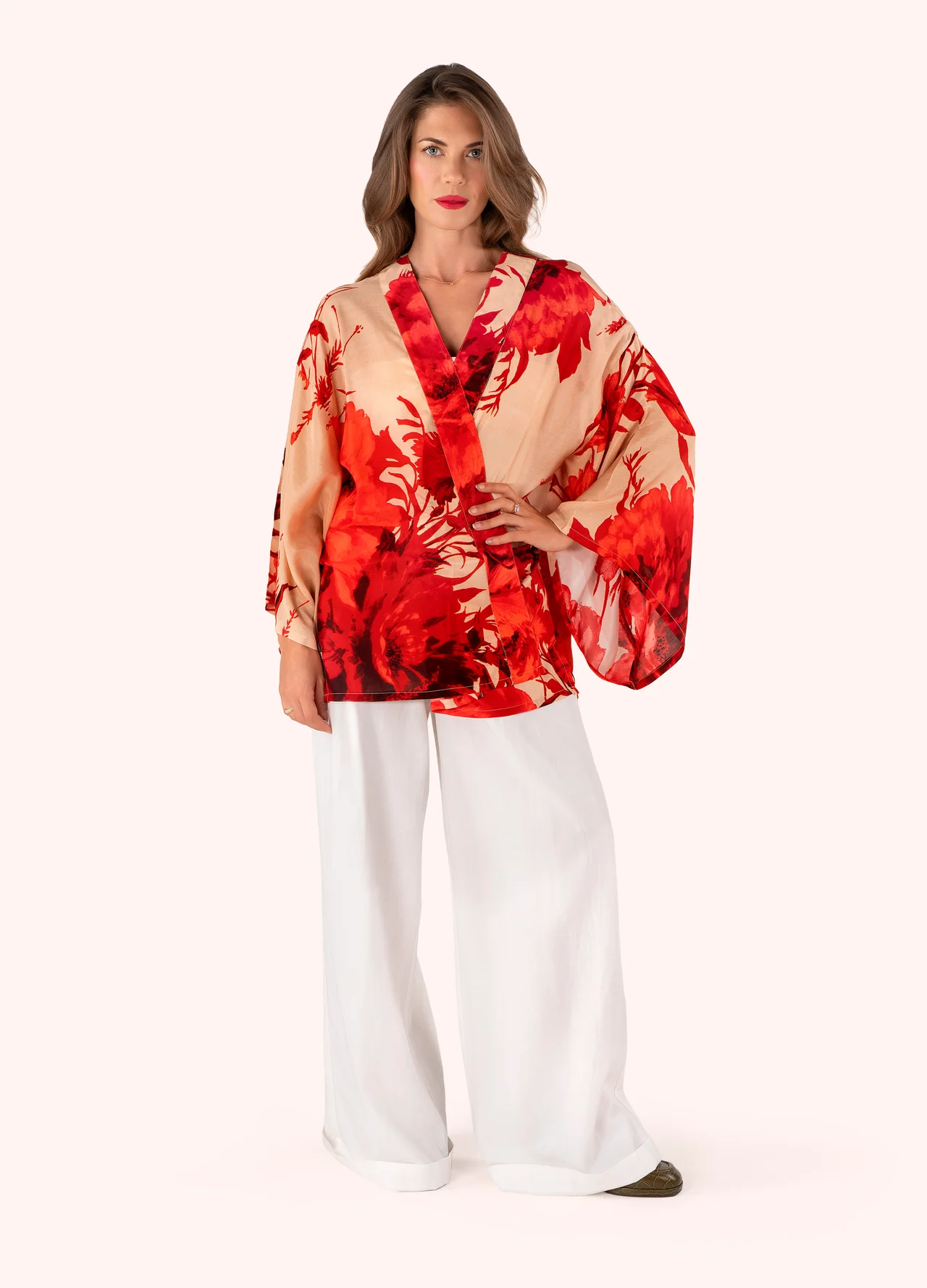 Powder Kimono Jacket - Rouge Blooms Powder Kimono Jacket - Rouge Blooms