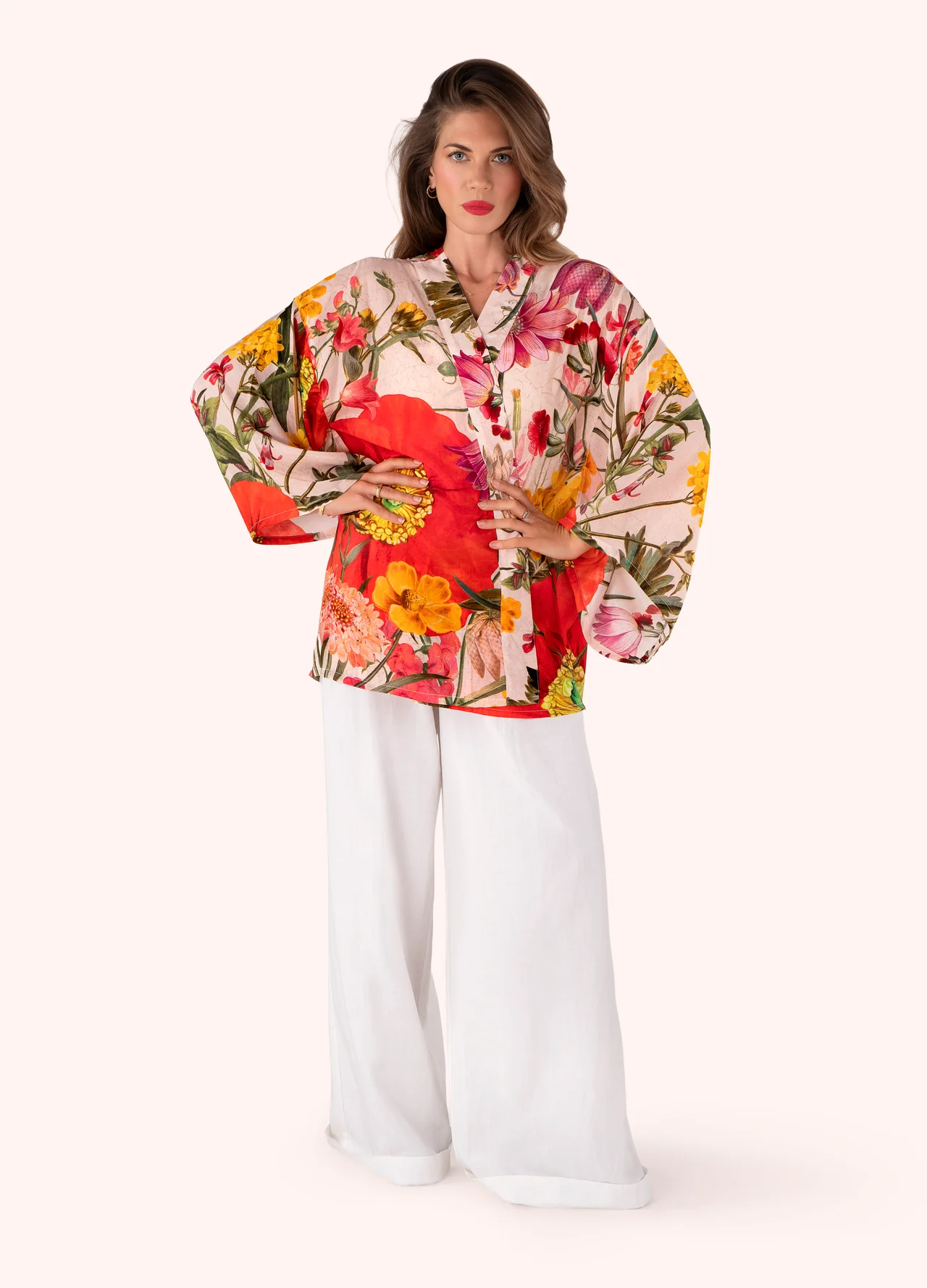 Powder Kimono Jacket - Fine Flowers Powder Kimono Jacket - Fine Flowers