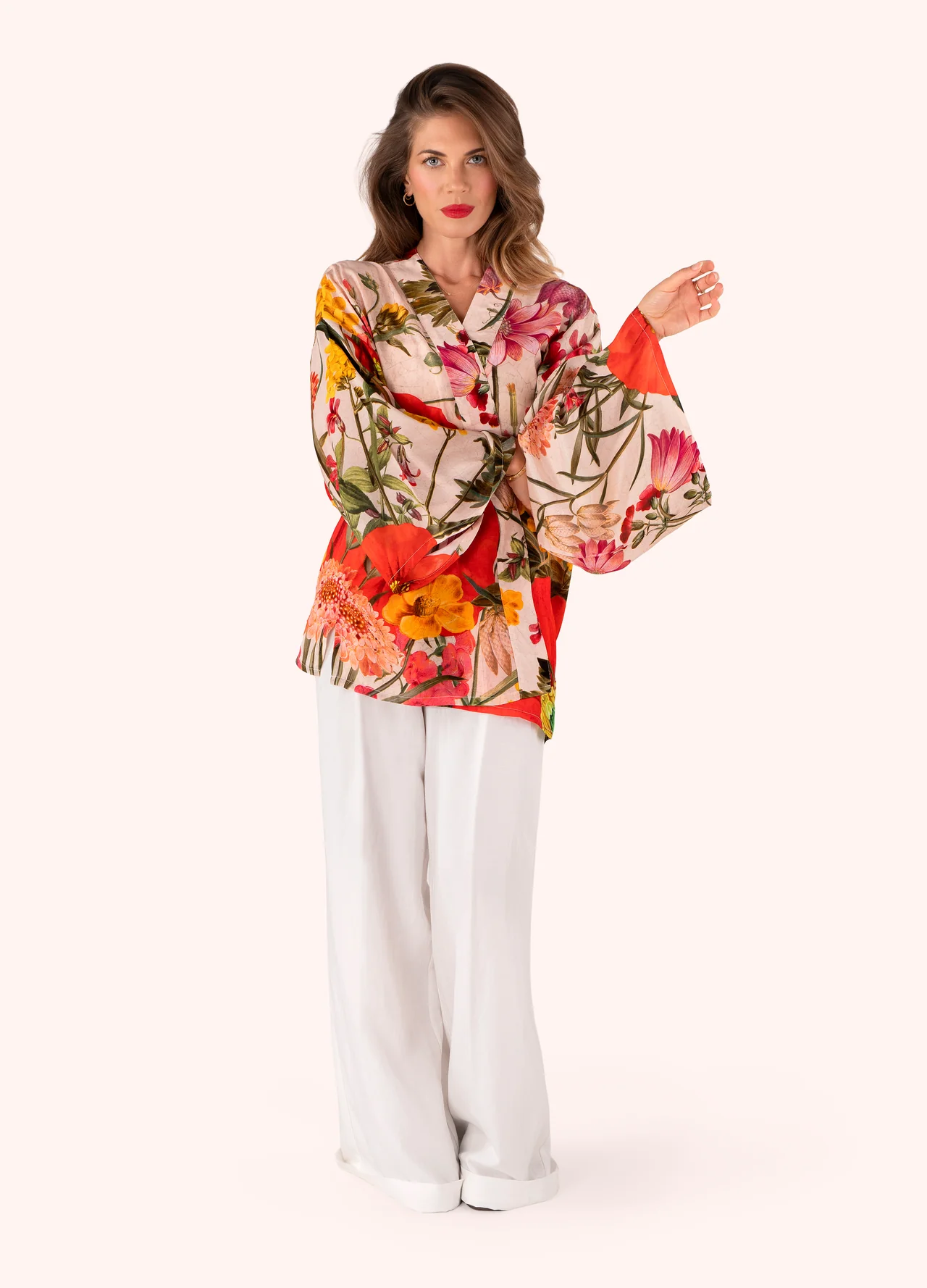 Powder Kimono Jacket - Fine Flowers Powder Kimono Jacket - Fine Flowers