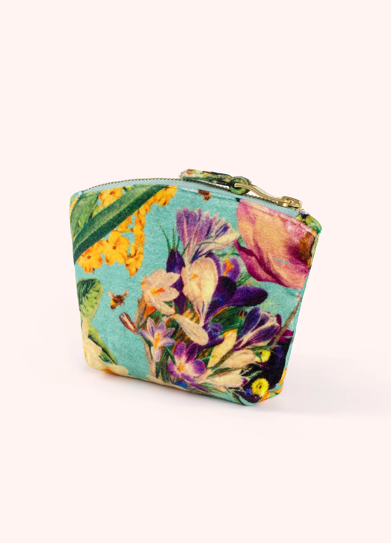 Powder Printed Velvet Mini Pouch - Spring Flora Powder Printed Velvet Mini Pouch - Spring Flora