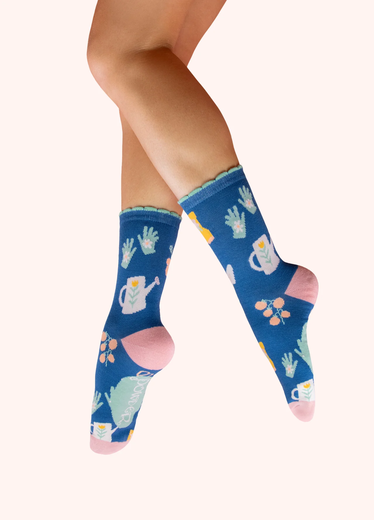 Powder Ladies Ankle Socks - Gone Gardening in Cobalt Powder Ladies Ankle Socks - Gone Gardening in Cobalt