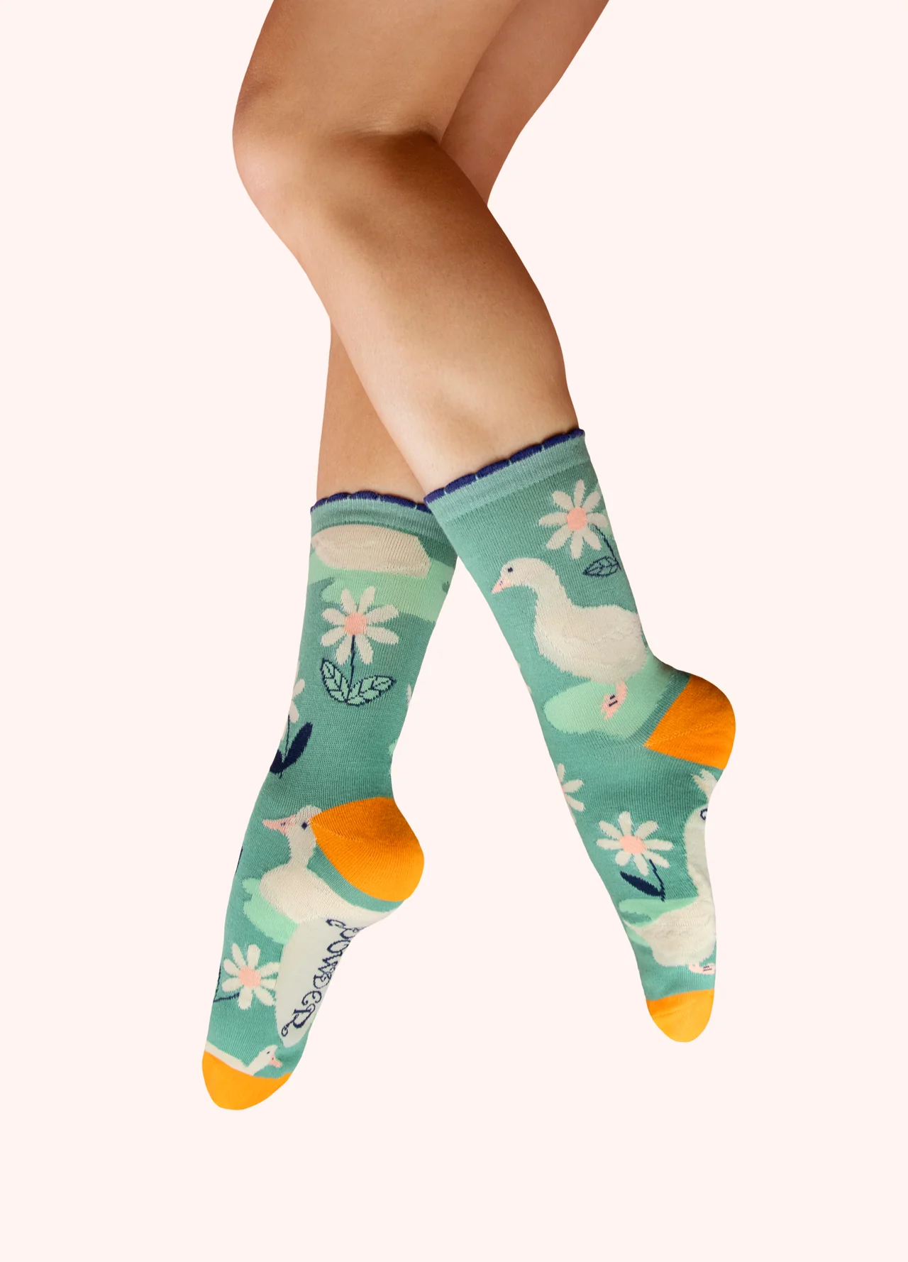 Powder Ladies Ankle Socks - Daisy Ducks in Jade Powder Ladies Ankle Socks - Daisy Ducks in Jade
