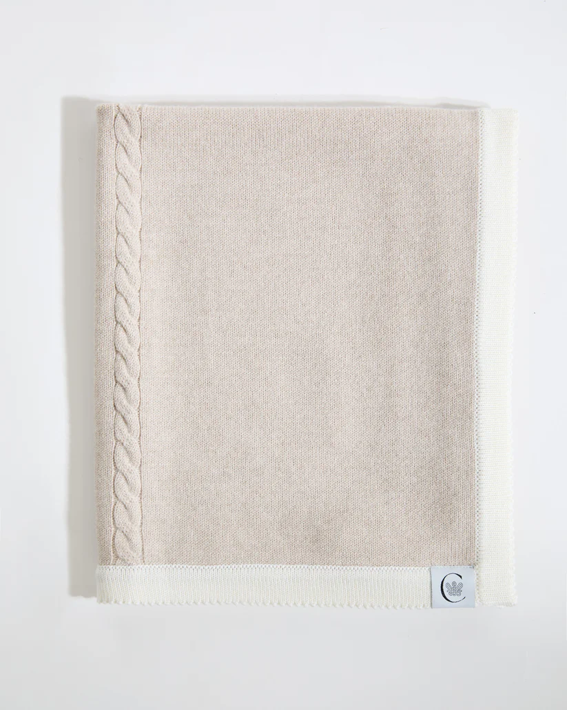 100% Merino Cable Plain Baby Blanket- Cappuccino 100% Merino Cable Plain Baby Blanket- Cappuccino