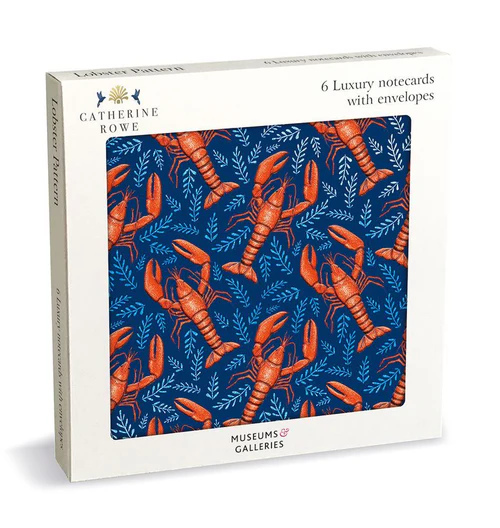 Catherine Rowe Lobster Pattern Square Notecard Wallet - Set of 6 Catherine Rowe Lobster Pattern Square Notecard Wallet - Set of 6