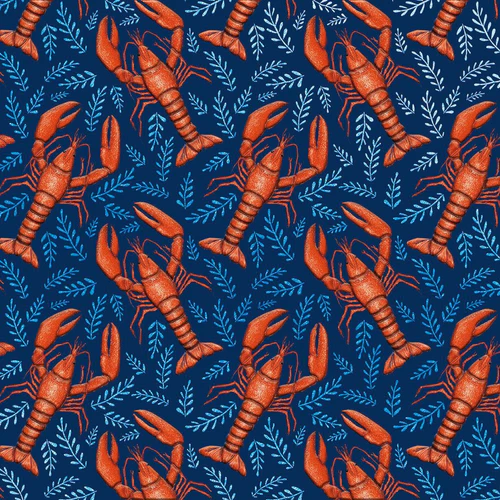 Catherine Rowe Lobster Pattern Square Notecard Wallet - Set of 6 Catherine Rowe Lobster Pattern Square Notecard Wallet - Set of 6