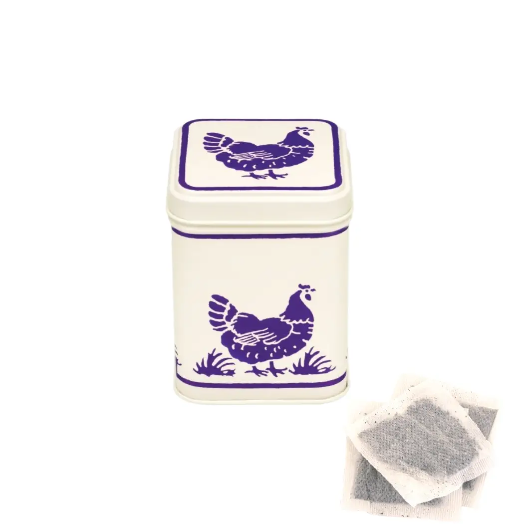 Emma Bridgewater Blue Hens Square Tin With Teabags 50g Emma Bridgewater Blue Hens Square Tin With Teabags 50g