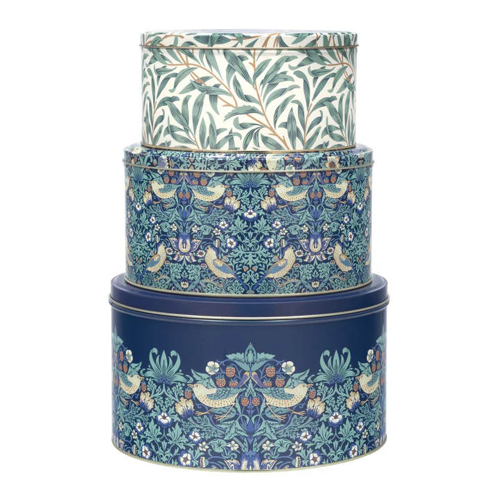 William Morris Arts & Crafts Strawberry Thief Set of 3 Round Cake Tins William Morris Arts & Crafts Strawberry Thief Set of 3 Round Cake Tins