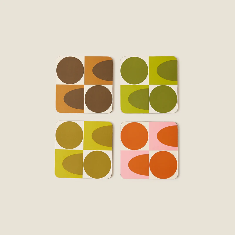 Orla Kiely Spot Square Oval Coasters Set of 4 Orla Kiely Spot Square Oval Coasters Set of 4