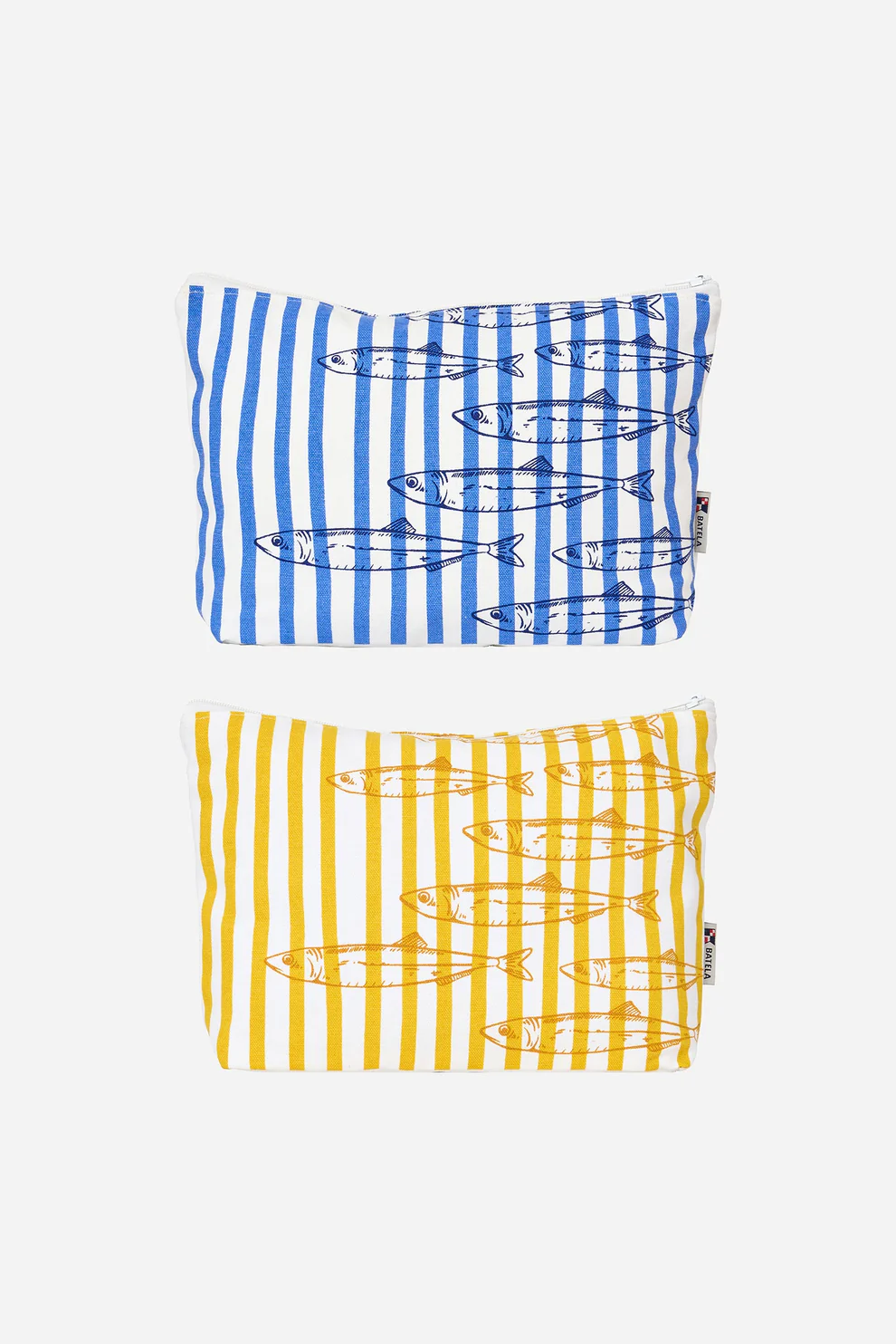 Batela Striped Toiletry Bag with Fish Motif Batela Striped Toiletry Bag with Fish Motif