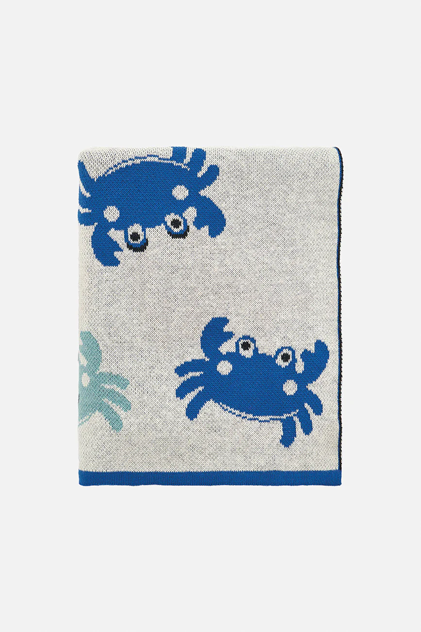 Batela Cotton Baby Blanket With Crab Motif Batela Cotton Baby Blanket With Crab Motif