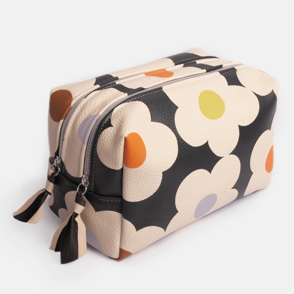 Caroline Gardner Multi Flower Charcoal Large Travel Wash Bag Caroline Gardner Multi Flower Charcoal Large Travel Wash Bag