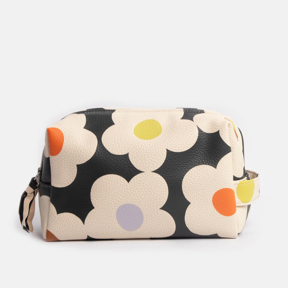 Caroline Gardner Multi Flower Charcoal Large Travel Wash Bag Caroline Gardner Multi Flower Charcoal Large Travel Wash Bag