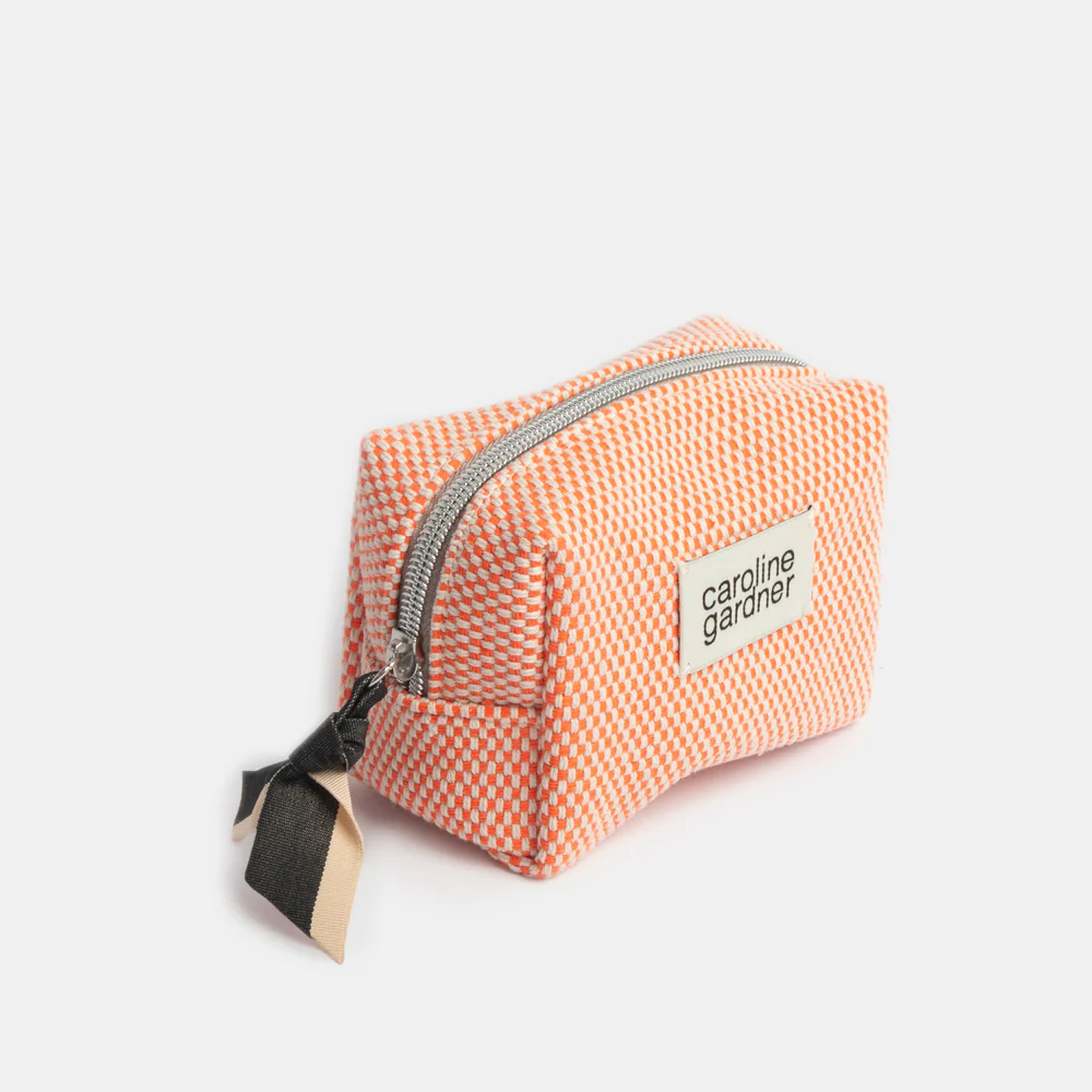 Caroline Gardner Orange Woven Mini Cube Cosmetic Bag Caroline Gardner Orange Woven Mini Cube Cosmetic Bag