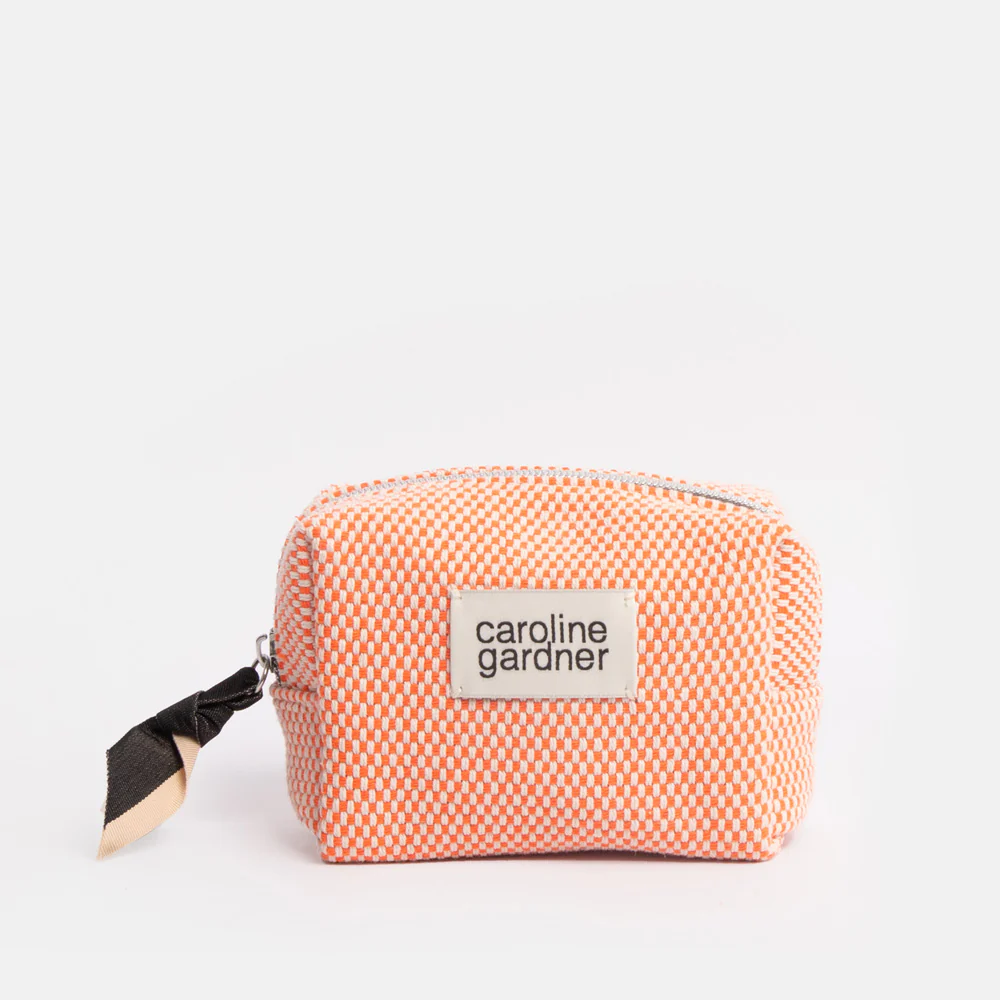 Caroline Gardner Orange Woven Mini Cube Cosmetic Bag Caroline Gardner Orange Woven Mini Cube Cosmetic Bag