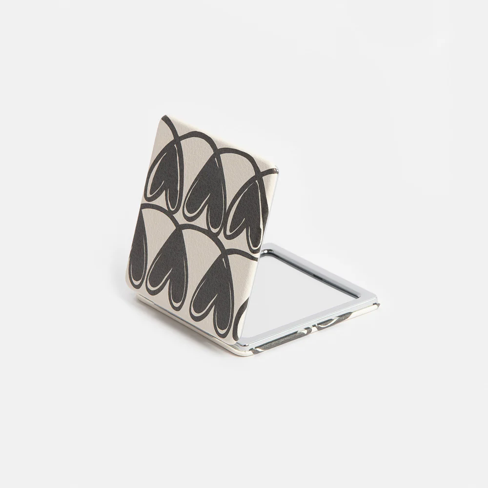 Caroline Gardner Mono Looped Hearts Square Pocket Mirror Caroline Gardner Mono Looped Hearts Square Pocket Mirror
