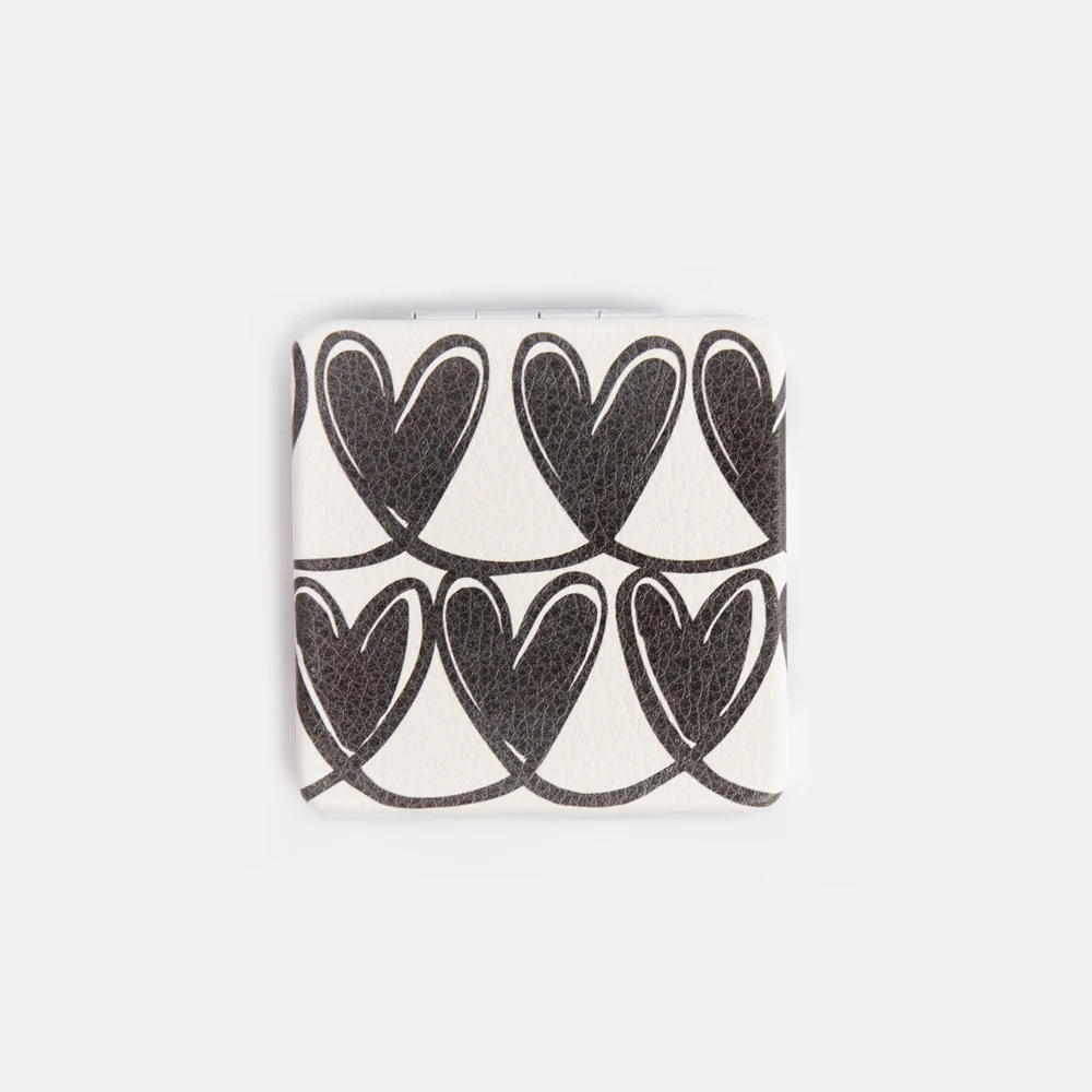 Caroline Gardner Mono Looped Hearts Square Pocket Mirror Caroline Gardner Mono Looped Hearts Square Pocket Mirror