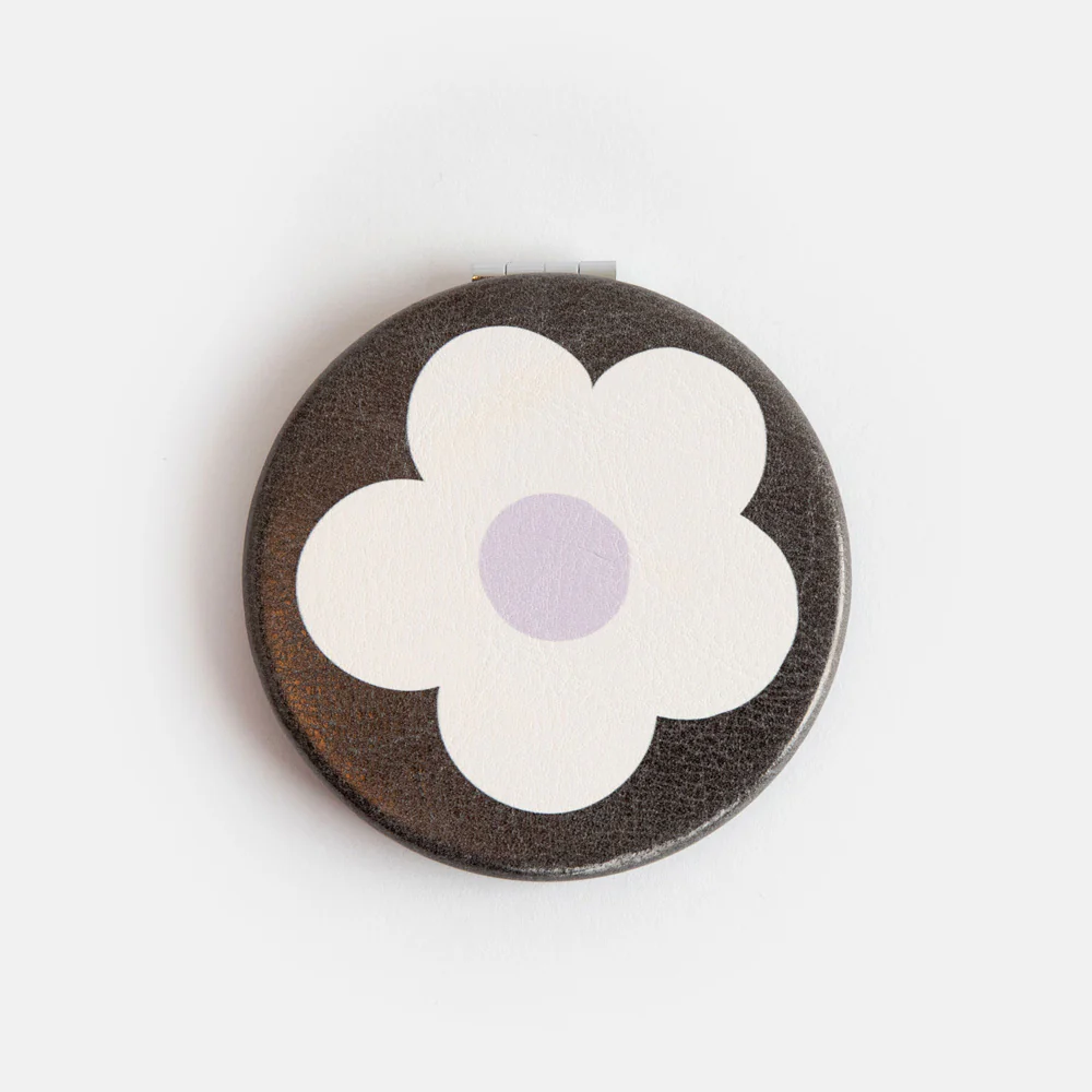 Caroline Gardner Flower Charcoal Round Pocket Mirror Caroline Gardner Flower Charcoal Round Pocket Mirror