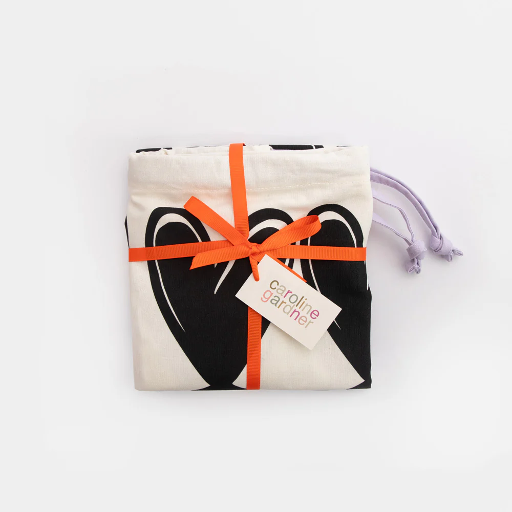 Caroline Gardner Mono Looped Hearts Drawstring Laundry Bag Caroline Gardner Mono Looped Hearts Drawstring Laundry Bag