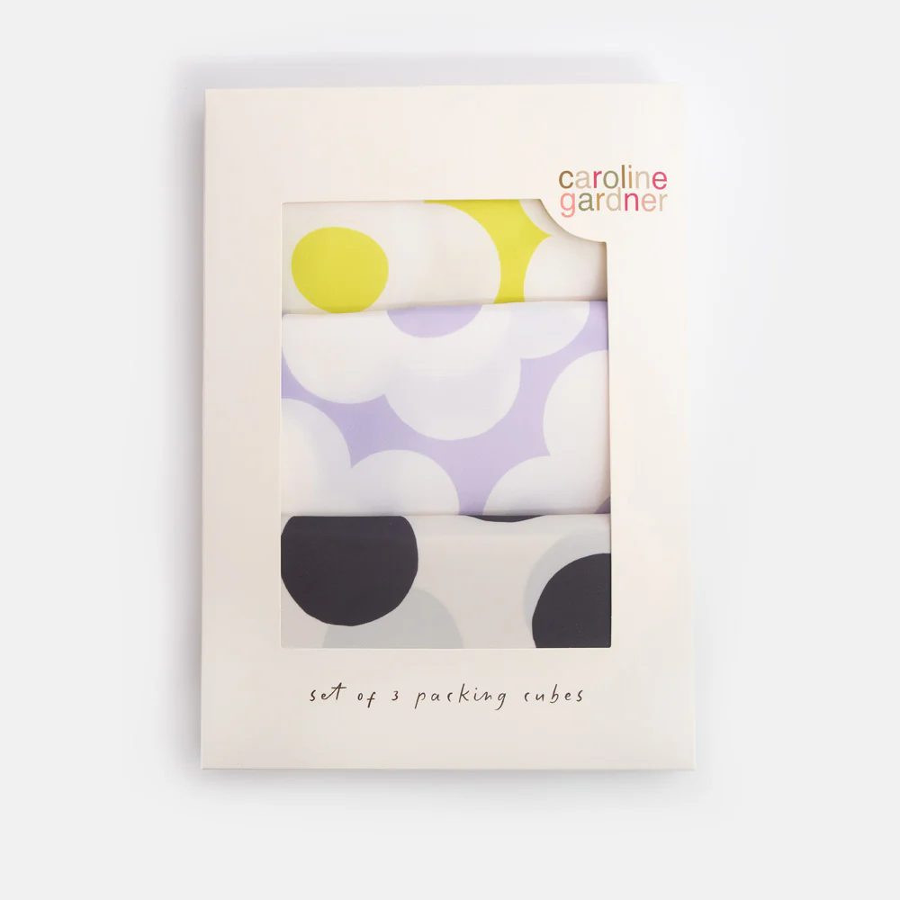 Caroline Gardner Mono Spot/Flower Set of 3 Packing Cubes Caroline Gardner Mono Spot/Flower Set of 3 Packing Cubes