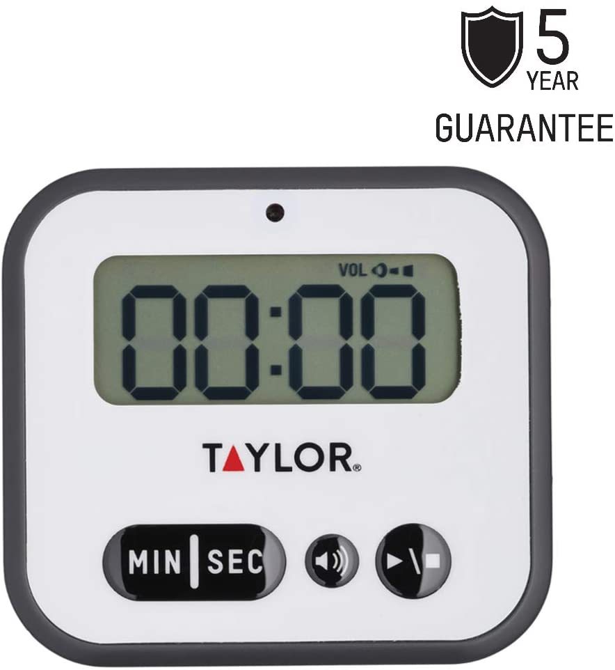 Taylor Pro Extra Loud Kitchen Timer with Alert Light, 5 x 8.5 x 7.5 cm,  White,black