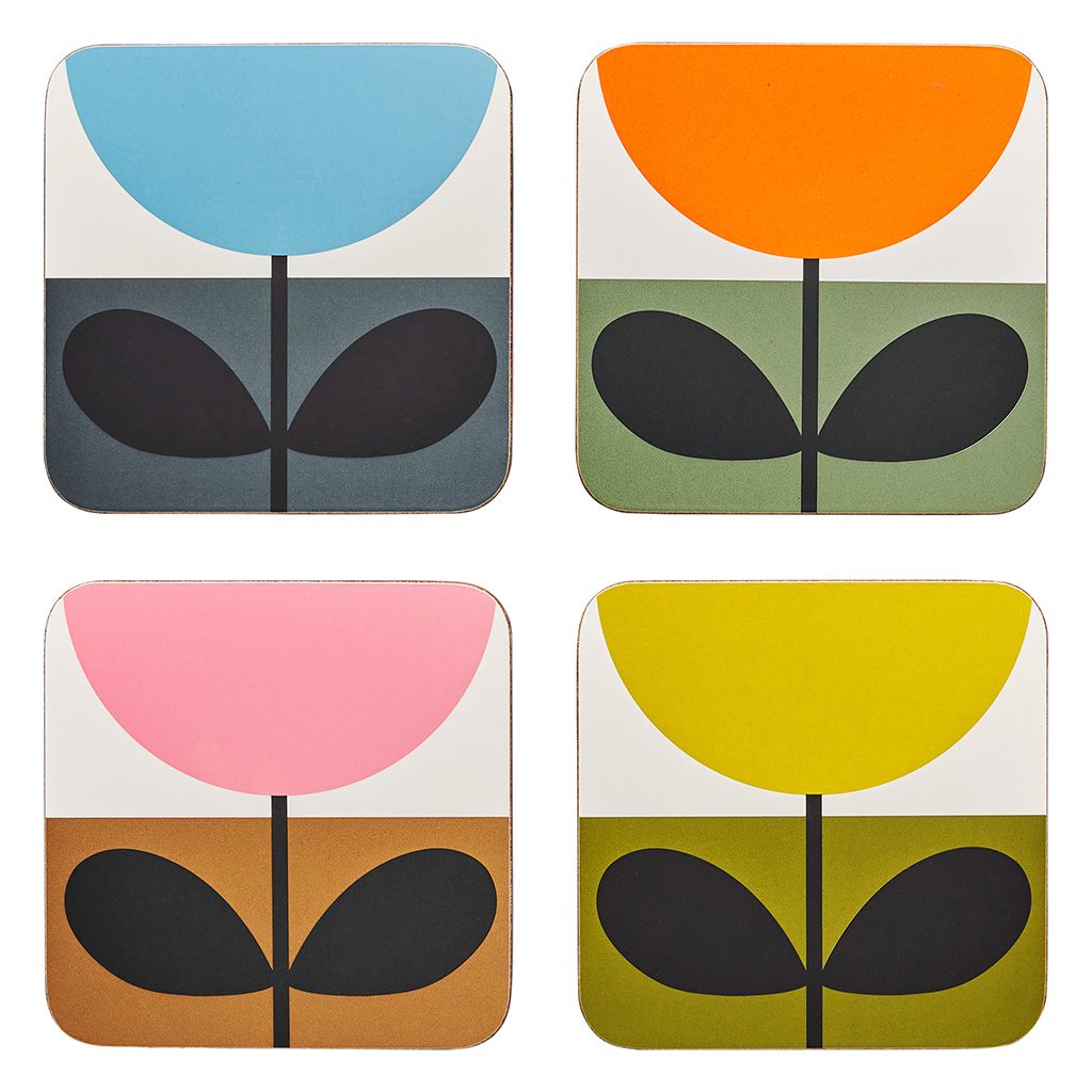 Orla Kiely Set of 4 Coasters Sunflower Multi Placemats & Coasters